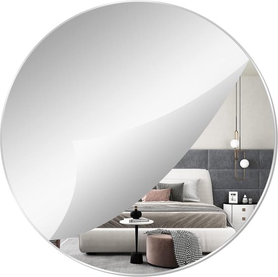 Miroir mural de 40 cm, miroir rond en verre auto-adhésif, miroir mural  décoratif HD ,... | bol