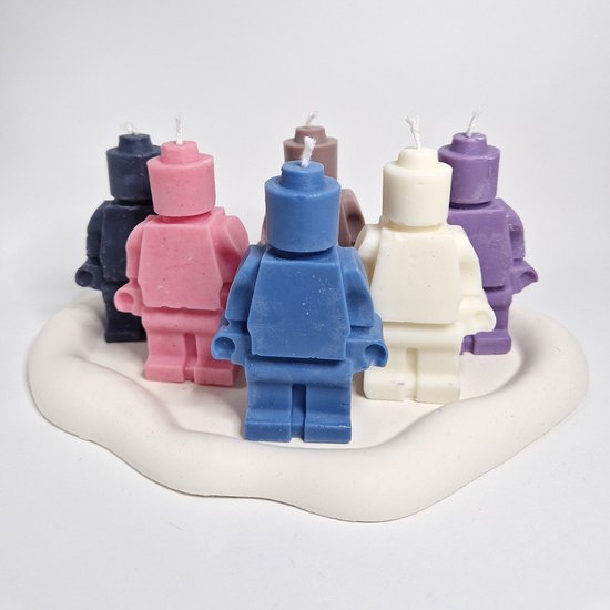 Chennies candles - Handgemaakte Blok poppetjes Kaars 3D - Soja wax - Decoratieve kaars - Geschenk - Gift - Woonaccessoires - 6 kleuren combi set