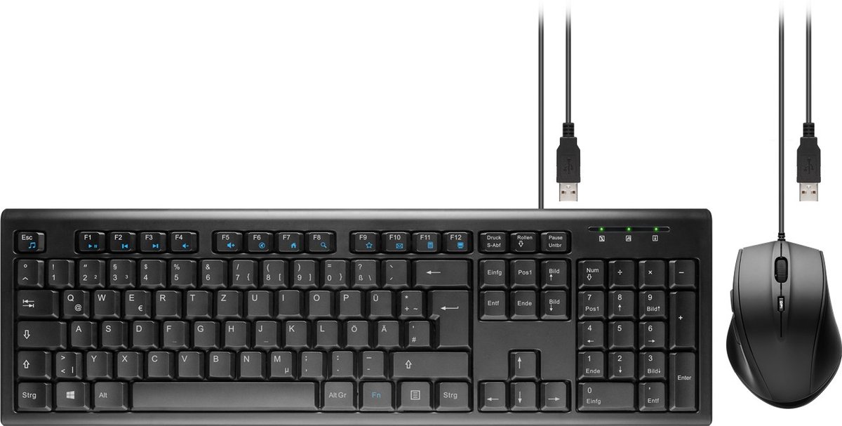 Goobay 96493 toetsenbord Inclusief muis USB QWERTZ Duits Zwart