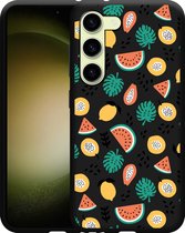 Cazy Hoesje Zwart geschikt voor Samsung Galaxy S23 Tropical Fruit