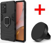 Coque arrière Convient pour Samsung Galaxy A72 - Zwart - Magnétique pour Supports pour voiture - Armor Cover + Supports pour voiture Magnétique