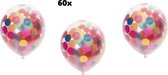 60x Confetti ballonnen Regenboog - papier confetti - Multi Festival thema feest ballon verjaardag