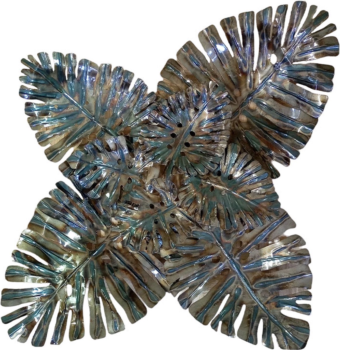 Floz Design muurdecoratie grote bladeren - bladeren metaalkleur - grote wanddecoratie gerecycled ijzer - fairtrade