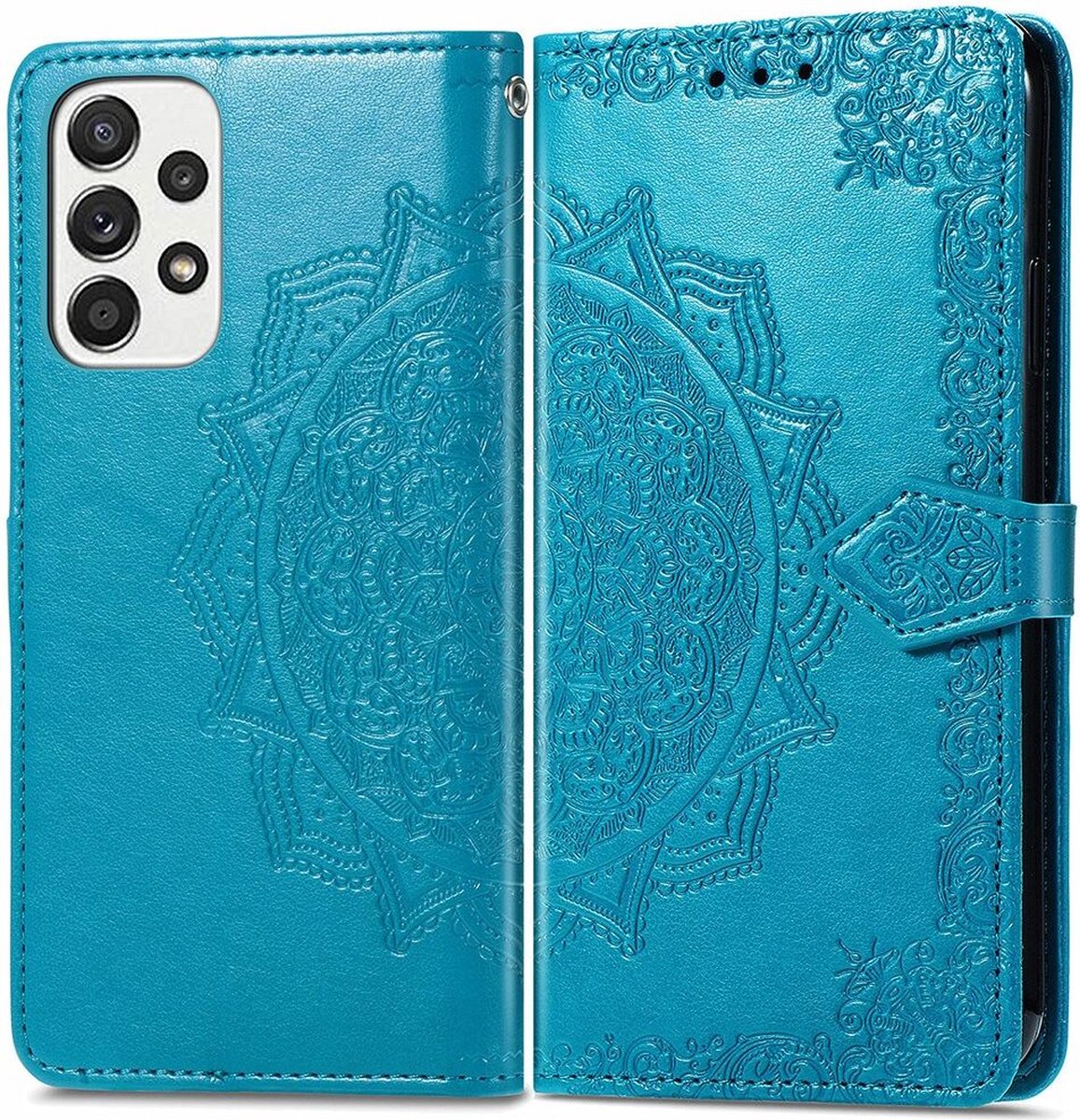 Hoesje Mandala Book Case met Pasjeshouder Blauw Geschikt voor Samsung Galaxy A53