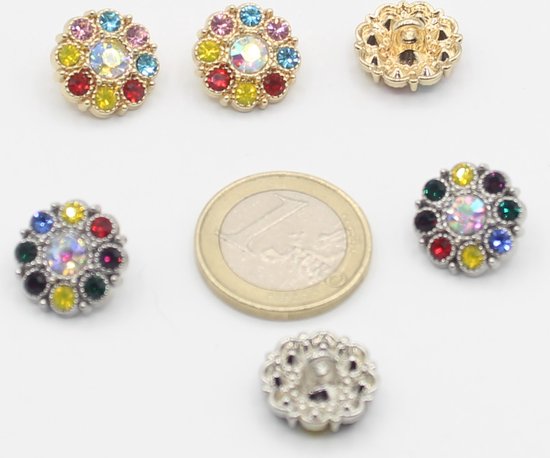 Decoratie ronde strass steentjes zilver mix | - de online