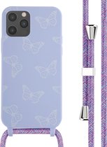 iMoshion Hoesje Geschikt voor iPhone 12 Pro / 12 Hoesje Met Koord - iMoshion Siliconen design hoesje met koord - Meerkleurig / Butterfly