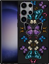 Cazy Hoesje Zwart geschikt voor Samsung Galaxy S23 Ultra Vlinder Symmetrie