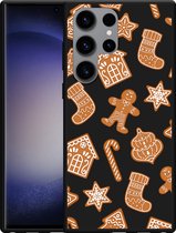 Cazy Hoesje Zwart geschikt voor Samsung Galaxy S23 Ultra Christmas Cookies