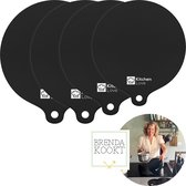 KitchenLove Inductie Beschermer - Matjes Rond - Panbeschermers voor Kookplaat - 4 Stuks - Hittebestendig tot 240°C - Siliconen Mat - Zwart