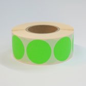 Blanco Stickers op rol 35mm rond - 1000 etiketten per rol - fluor groen