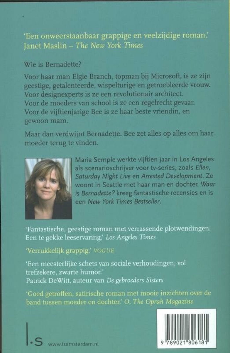 Waar is Bernadette? - back cover