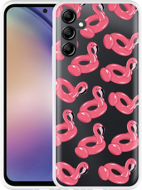 Samsung Inflatable Cazy Hoesje geschikt voor Samsung Galaxy A34 Inflatable Flamingos | bol