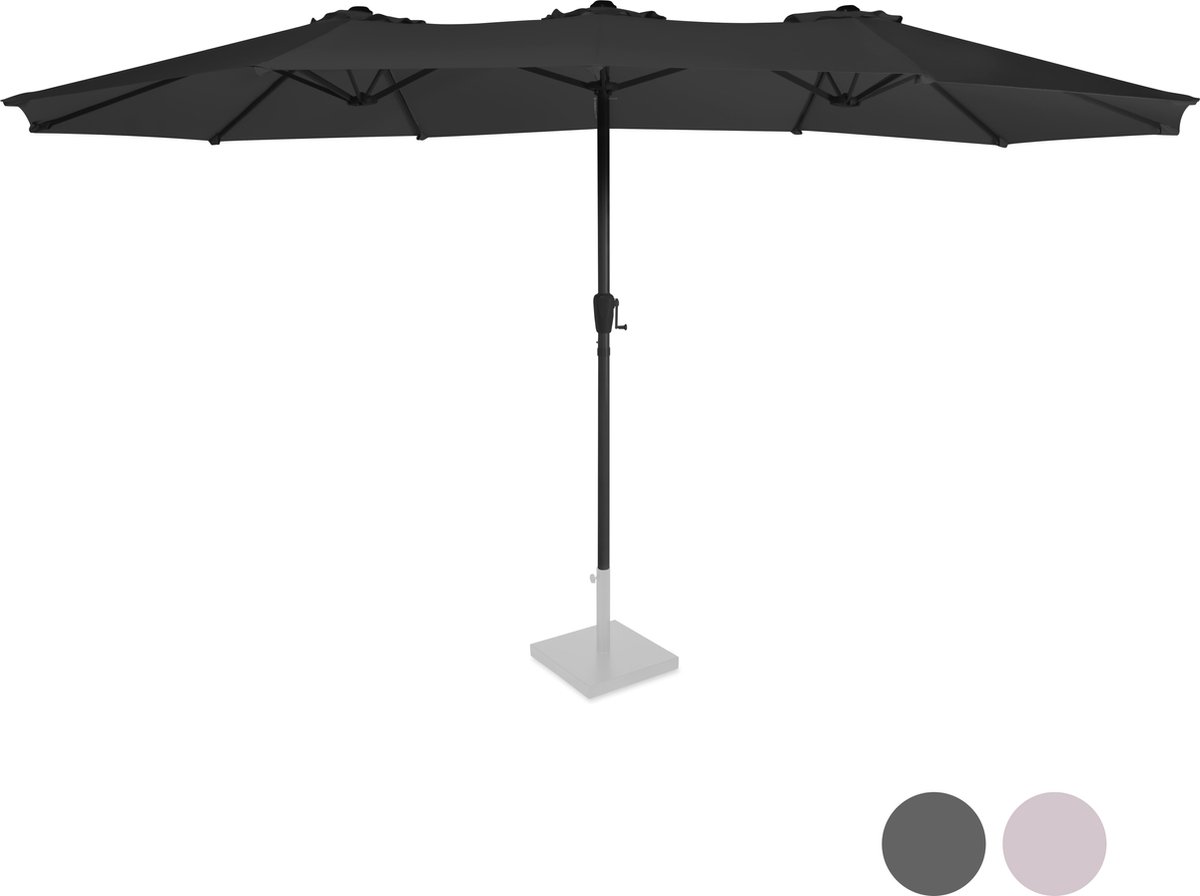 Bol.com VONROC Premium Parasol Iseo - 460x270cm – Dubbele parasol – Duurzaam - UV werend doek - Antraciet/Zwart – Incl. bescherm... aanbieding