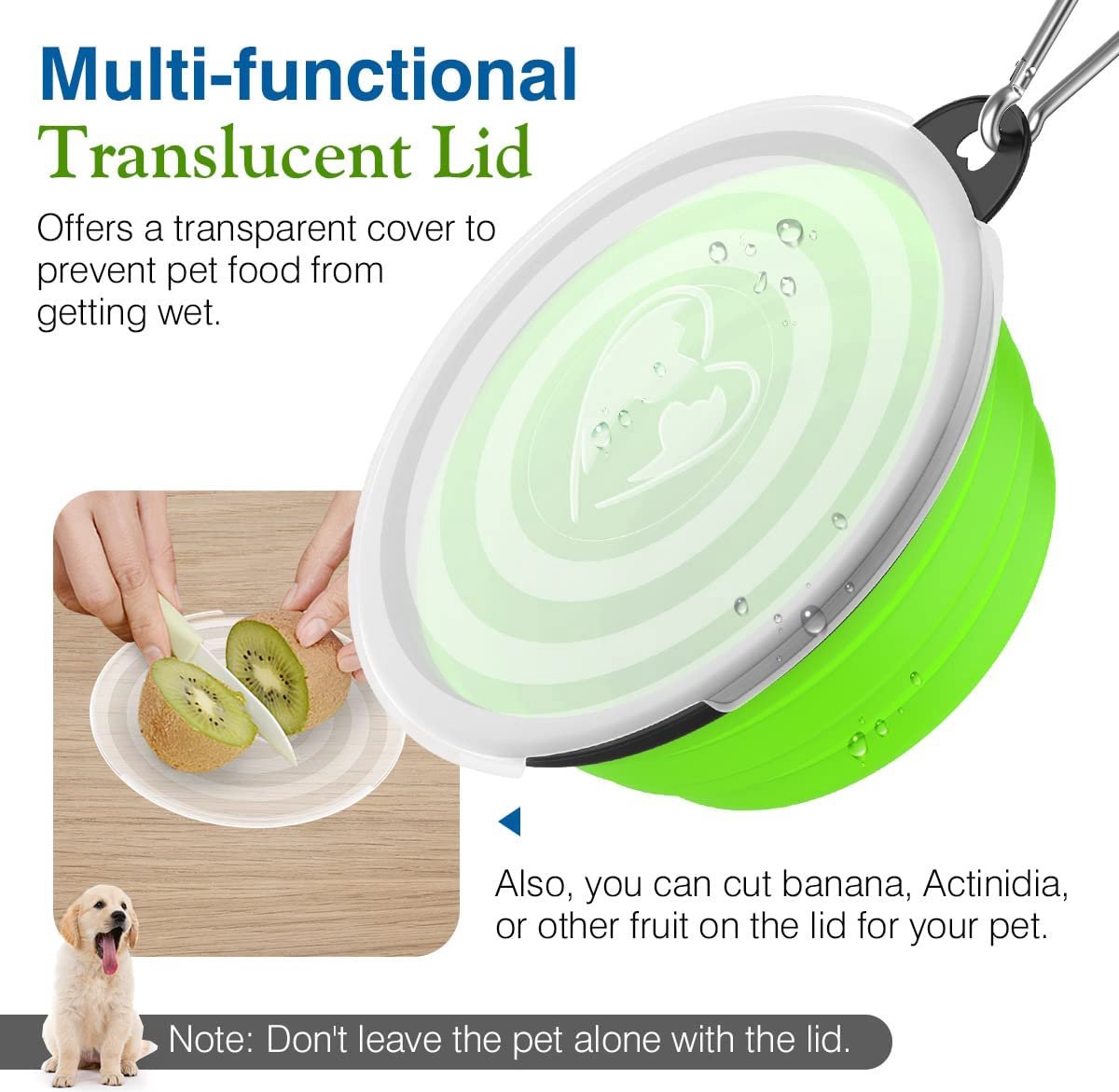 Lot De 2 Gamelles Repliables Pour Chien/chat 450 Ml - Silicone Alimentaire, Anti-fuites, Avec Mousquetons, Idéales Voyage