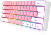 HXSJ V700 RGB Membraan bedrade gaming toetsenbord - 61keys - TKL - Qwerty - Roze wit