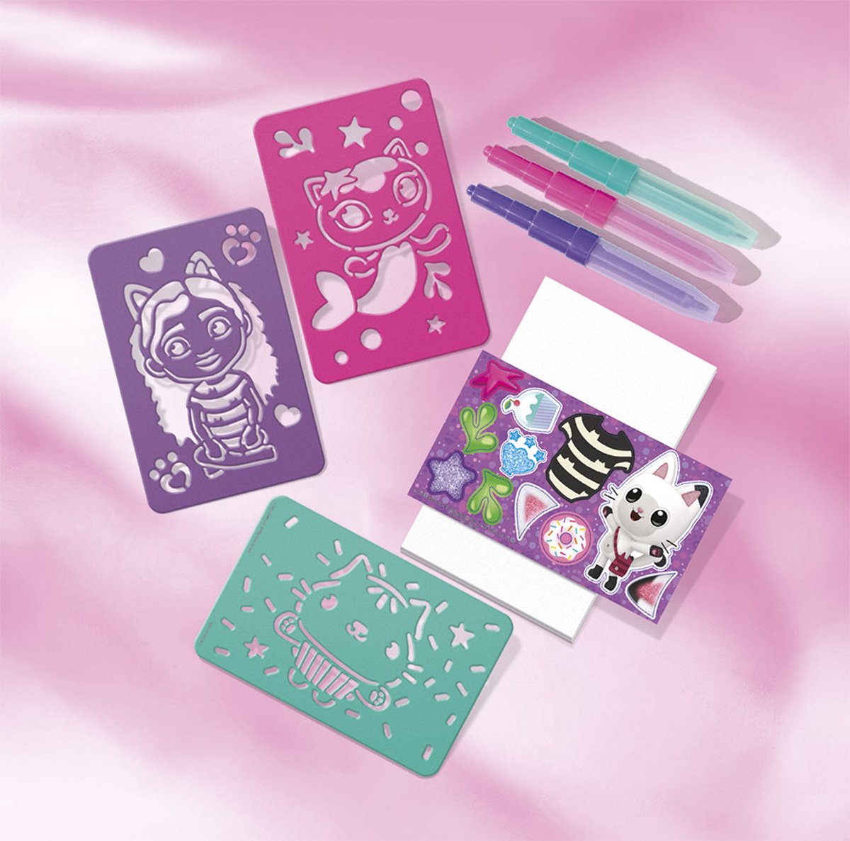 Gabby's Poppenhuis Totum knutselpakket XL 3 in 1 bedel armbandjes maken speelgoed meisjes, diamond paint, spraypens en sjablonen - Gabby's Dollhouse cadeautip knutselen creatief speelgoed — afbeelding 21