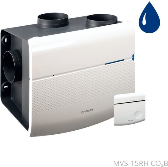 Mechanische ventilator Orcon MVS-15RH CO2B 520 m³/h met CO2- en vochtsensor, stille energiezuinige woningventilator