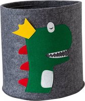 Speelgoedmand - Wasmand - Opberger - 35 x 35 cm - Grijs - Dinosaurus