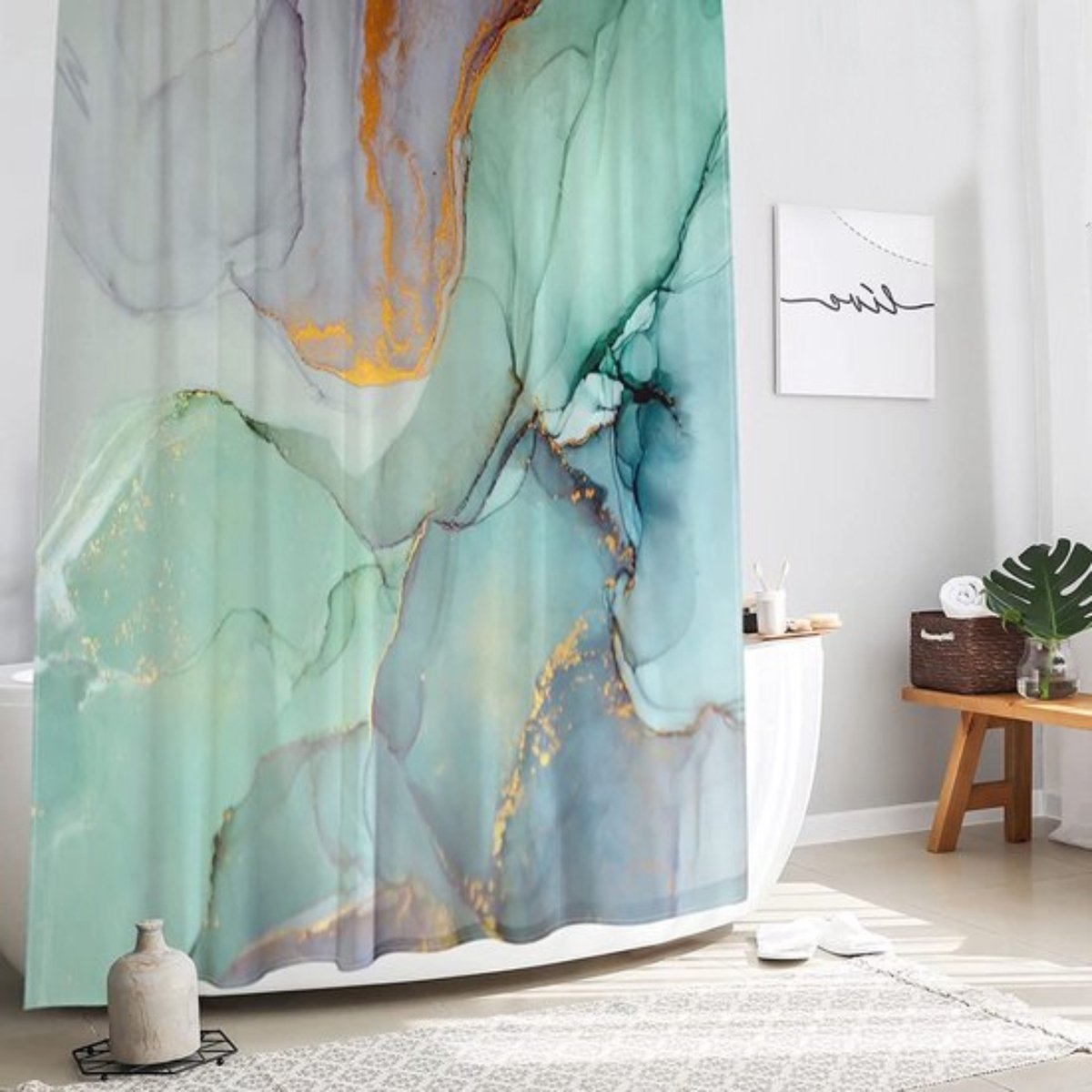 BOTC Douchegordijn Anti Schimmel Inclusief ringen Premium kwaliteit