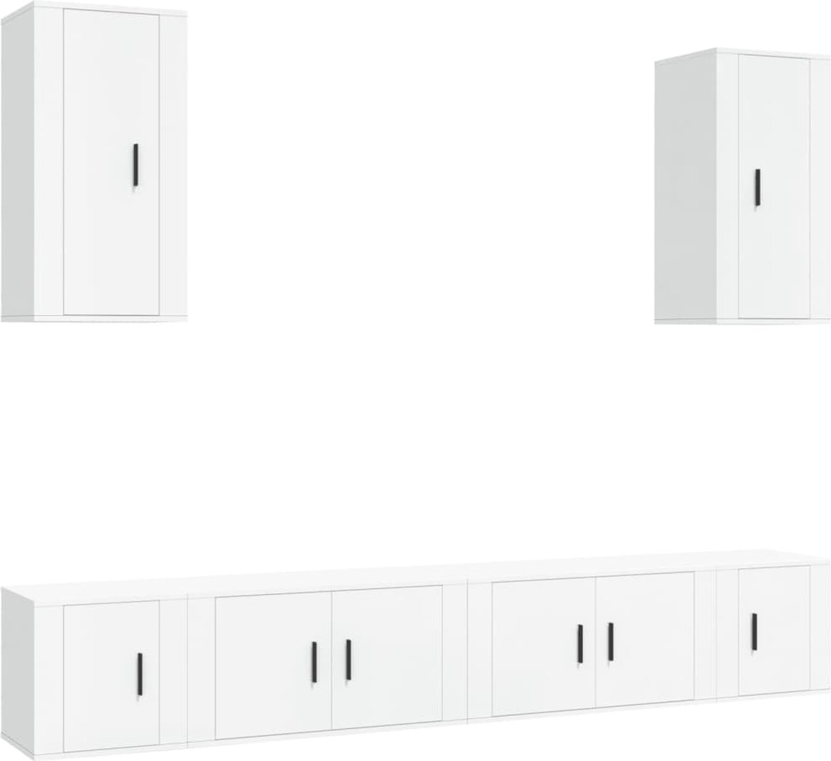 vidaXL - 6-delige - Tv-meubelset - bewerkt - hout - wit
