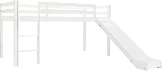 vidaXL - Kinderhoogslaper - met - glijbaan - en - ladder - grenenhout - 97x208 - cm