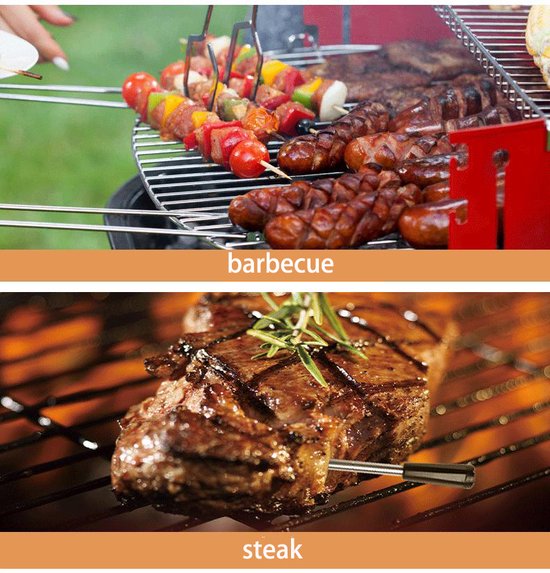 Vleesthermometer Draadloos met App - BBQ Thermometer met Bluetooth - Oventhermometer - BBQ accesoires - RVS - ZWART