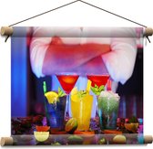 Textielposter - Diverse Cocktails met Stukjes Fruit - 40x30 cm Foto op Textiel