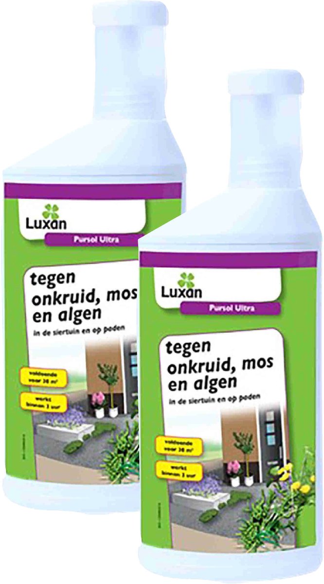 Luxan Pursol Ultra 2 x 500 ml. Tegen onkruid, mos en algen in siertuin en op paden