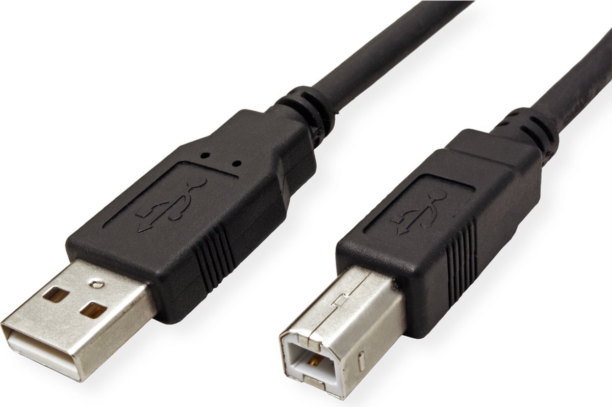 ROLINE GREEN USB 2.0 kabel, Type A-B, zwart, 0,8 m