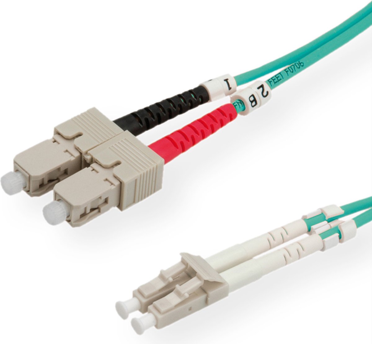 VALUE F.O. kabel 50/125µm OM3, LC/SC, turkoois, 10 m
