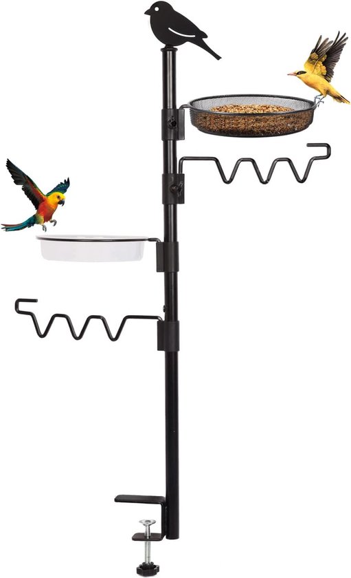 La mangeoire à oiseaux suspendue et le bain d'oiseaux - avec une hauteur de  92 cm