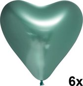 New Age Devi - "6x Groene Chrome Hart Ballonnen, 30cm"