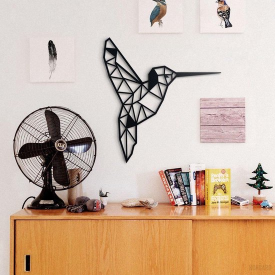 Metalen Vogel Wanddecoratie - Metal Bird Wall Art - Hoagard | Geometrisch Ontwerp Muurdecoratie | 55cm x 58cm |Beste cadeau-idee voor dierenliefhebbers | Modern interieuridee