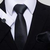 Cravate Luxe à Carreaux Zwart | Set de cravate avec boutons de Boutons de manchette, pochette et pince à cravate | Coffret Cadeau De Luxe | Cadeau homme | Fête des pères | Cadeau de fête des pères