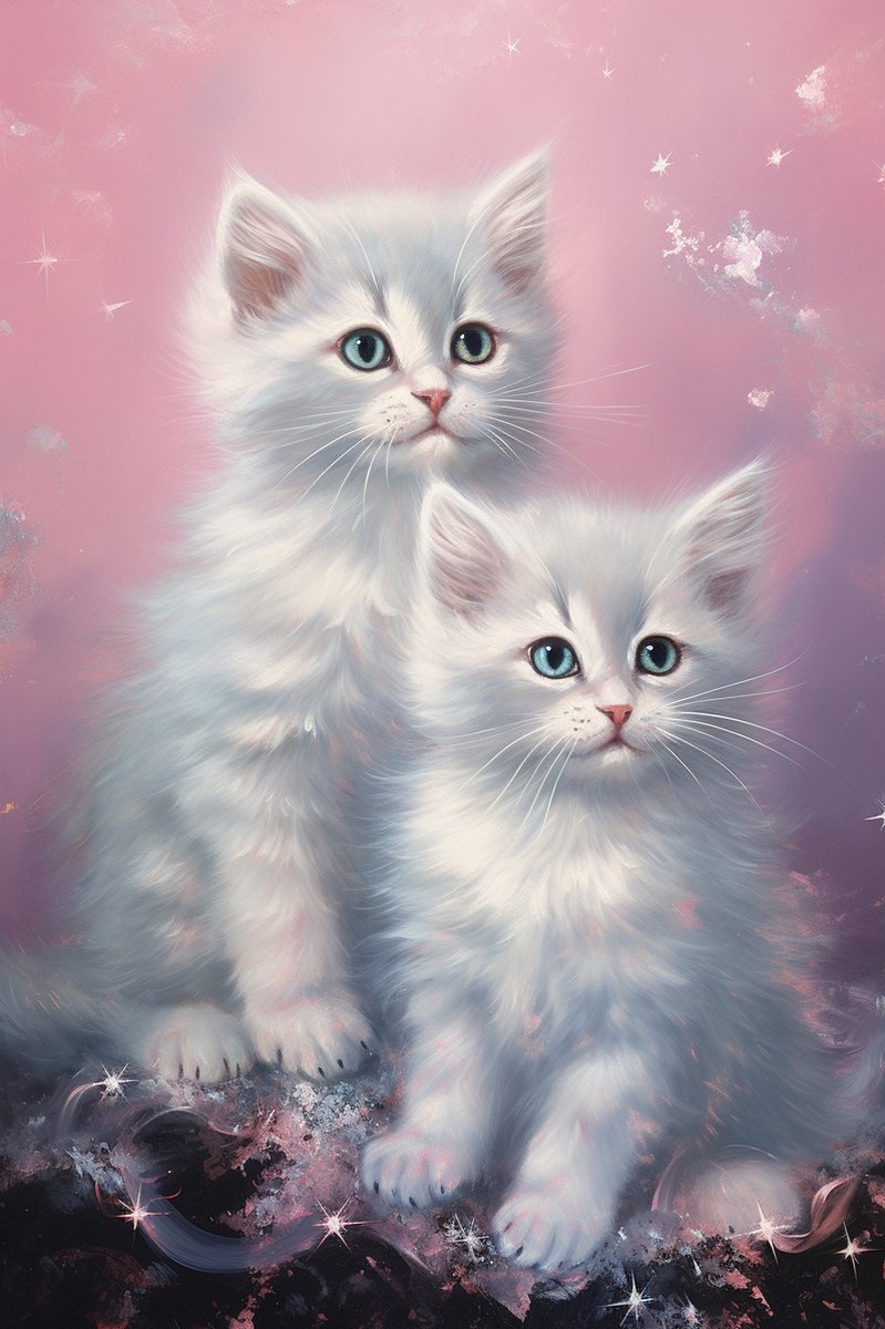 Poster Kittens - Kitten - Poes - Kat - Baby Kat - Baby Dieren - Woondecoratie - posters - formaat 60x90cm - 609DZ