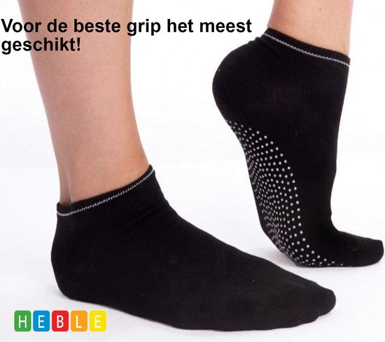 Foto:  2 paar antislip yoga sokken dichte tenen zwart goede grip van heble 