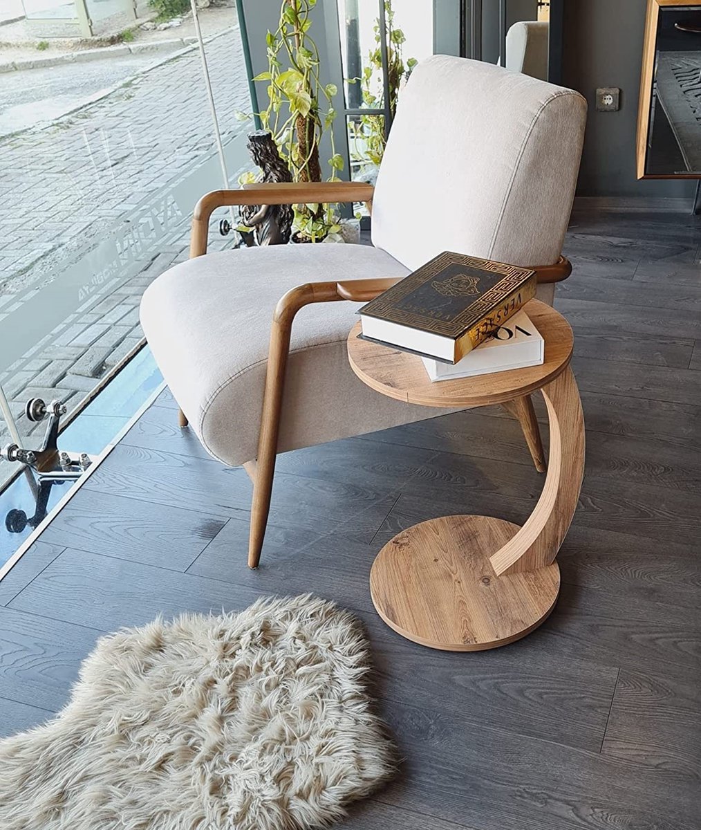 Banktafel - Bijzettafel - 17-03 - Wiel C Tafel - Nesttafel - Servicetafel - 38x38x56 cm - Pijnboom
