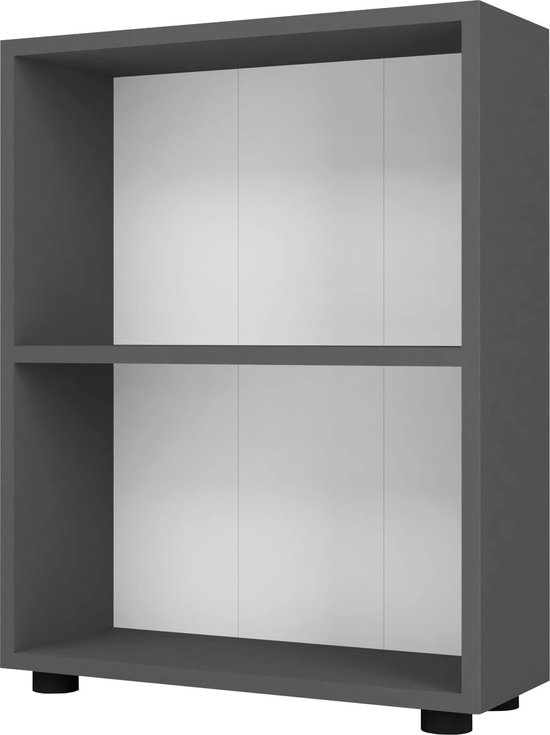Boekenkast Plank Grenville - 72x55x20 cm - Antraciet - Spaanplaat - Decoratieve Boekenkast