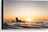 Canvas - Zee - Zonsondergang - Surfplank - Surfers - Hobby - 60x40 cm Foto op Canvas Schilderij (Wanddecoratie op Canvas)