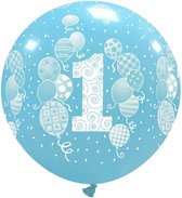 1st Birthday Balloons blauw XL Ballon, 80cm, latex, topballon