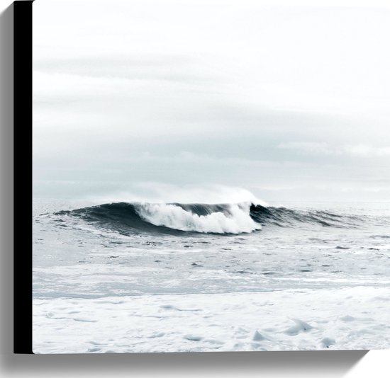 Canvas - Zee - Water - Golf - Zwart - Wit - 40x40 cm Foto op Canvas Schilderij (Wanddecoratie op Canvas)