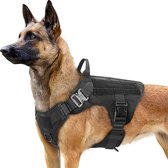 Harnais pour chien anti-traction pour grands/grands chiens, harnais de poitrine tactique avec poignée en métal, harnais de sécurité militaire respirant, gilet rembourré réglable pour chien, XL noir