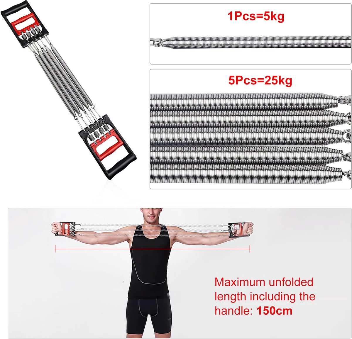 Extenseur Poitrine Réglable Iyowei - Pour Musculation Haut Du Corps - Fitness à Domicile