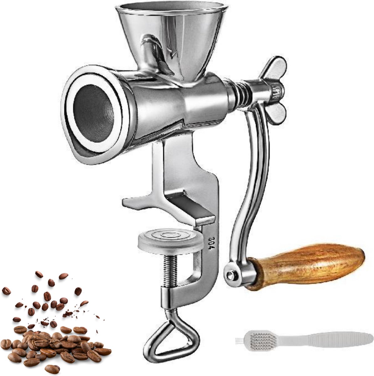 Arvona Handmatige Koffiegrinder - Koffiemolen - Conische Bonenmaler - Met Tafelklem