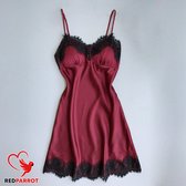 Mouwloze sexy nachtkleding + Bijpassende slip - Nachtjurk - Korte nachtjapon - Satijn - Lingerie Paars Rood - Voor haar - Goede kwaliteit