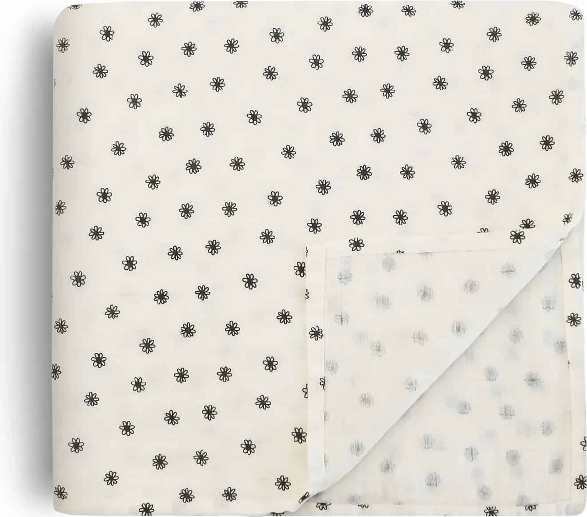 Goedkoopste Mushie Hydrofiele Doek XL Swaddle - Black Daisy