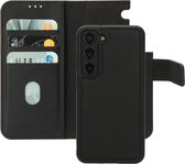 Mobiparts hoesje geschikt voor Samsung Galaxy S23 - Wallet 2-in-1 Boekhoesje - MagSafe - Echt Leder - Uitneembare Case - Sterke Magneet Sluiting - Contactloos betalen - Zwart