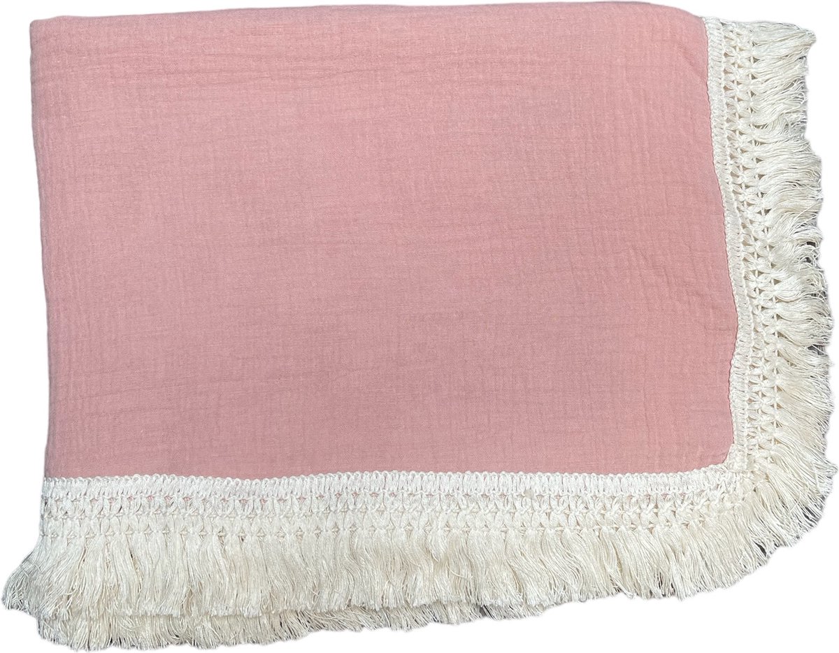Goedkoopste Hydrofiele doek Franjer | Roze | Katoen | Kind | Baby | 100 x 120 | Kraancadeau