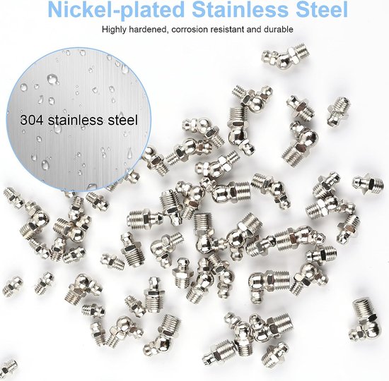 60 Pièces Graisseur A Visser, Assortiment Graisseur M6 M8 M10, Droit Graisse Raccord 45° 90° 180°, Avec Bote En Plastique, Pour équipement Mécanique, Embout De Graissage Fixations