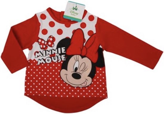 Disney Minnie Mouse Shirt - Lange Mouw - Rood - Maat 68